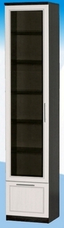 Шкаф высокий с ящиком и стеклодверью ДЛЯ ГОСТИНОЙ ШВЯС-450 Венге/Дуб выбеленный в Большой Мурте - bolshaya-murta.mebel54.com | фото