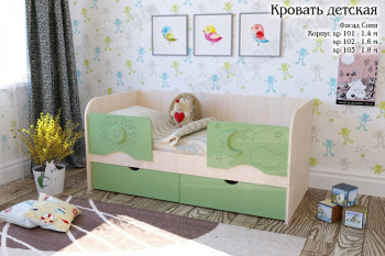 Соня Кровать детская 2 ящика 1.6 Зеленый глянец в Большой Мурте - bolshaya-murta.mebel54.com | фото