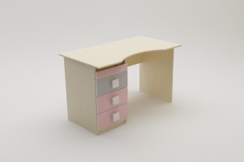 Стол (столешница с выемкой) Грэйси (Розовый/Серый/корпус Клен) в Большой Мурте - bolshaya-murta.mebel54.com | фото