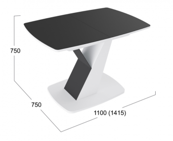 Стол обеденный «Гарда» Тип 1 (Белый/Стекло матовое черный графит) в Большой Мурте - bolshaya-murta.mebel54.com | фото