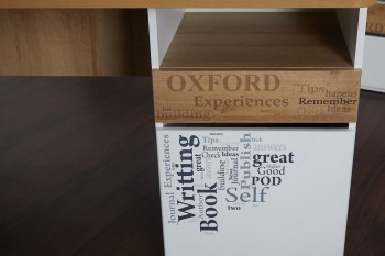 Стол с ящиками «Оксфорд» (Ривьера/Белый с рисунком) в Большой Мурте - bolshaya-murta.mebel54.com | фото