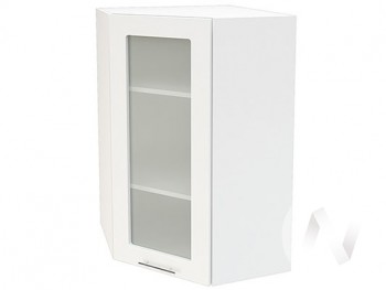 Угловой шкаф со стеклом Валерия-М ШВУС-599 (Белый глянец/Белый/верхний/высокий) в Большой Мурте - bolshaya-murta.mebel54.com | фото