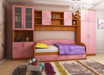 Детская Веселый пони Комплект мебели (Вишня оксфорд/Розовый) в Большой Мурте - bolshaya-murta.mebel54.com | фото